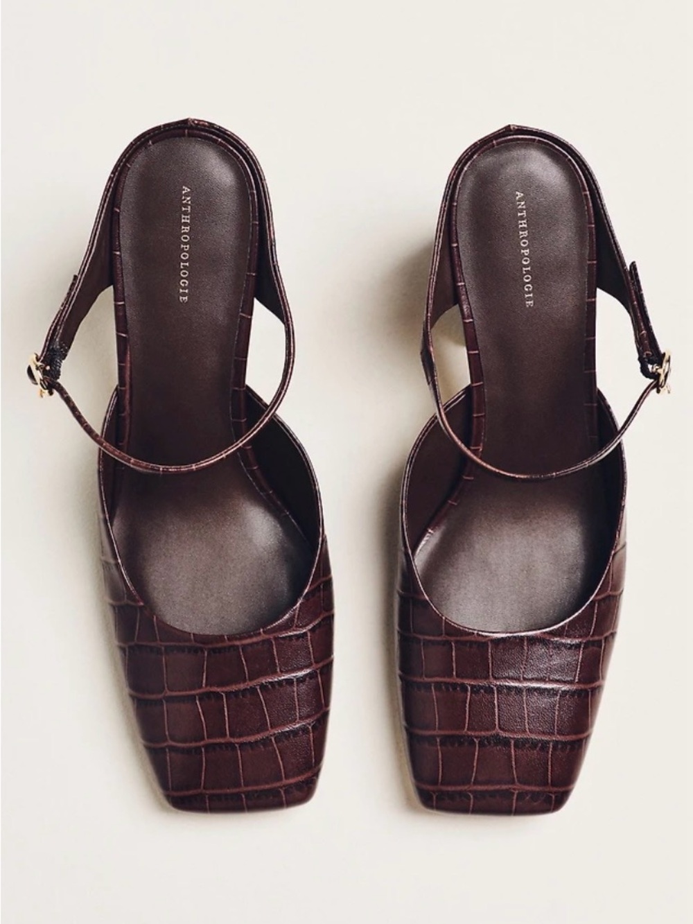 Anthropologie Square- Toe Mule Heels